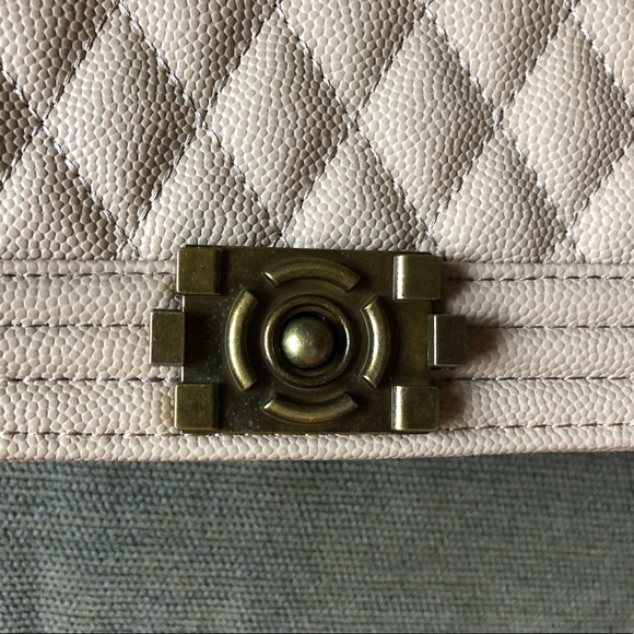 Cream Quilted Crossbody Chain Shoulder Bag Purse - Picture 5 of 13